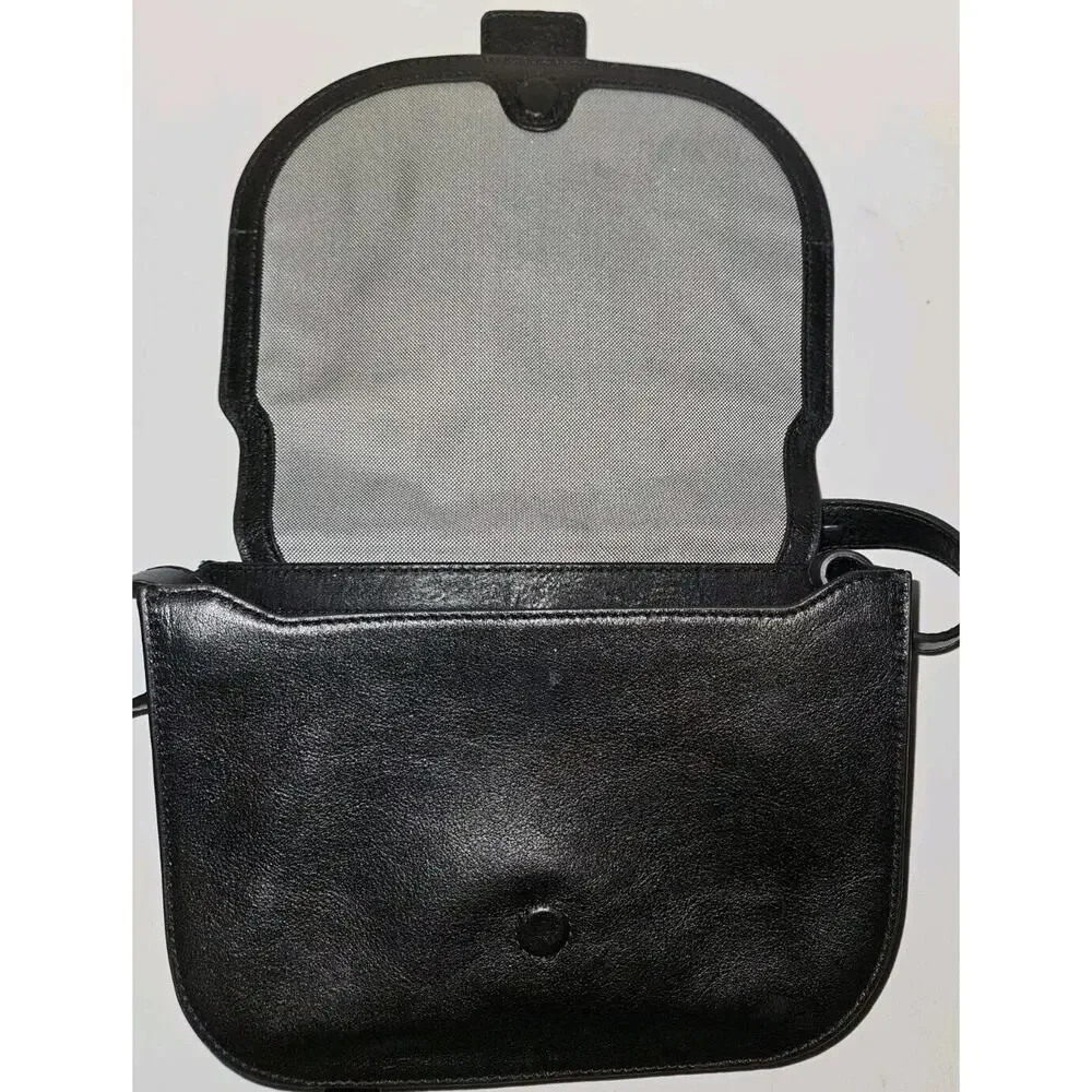 Fossil Wiley leather Saddle Bag Crossbody Black 9.5x8.5x4